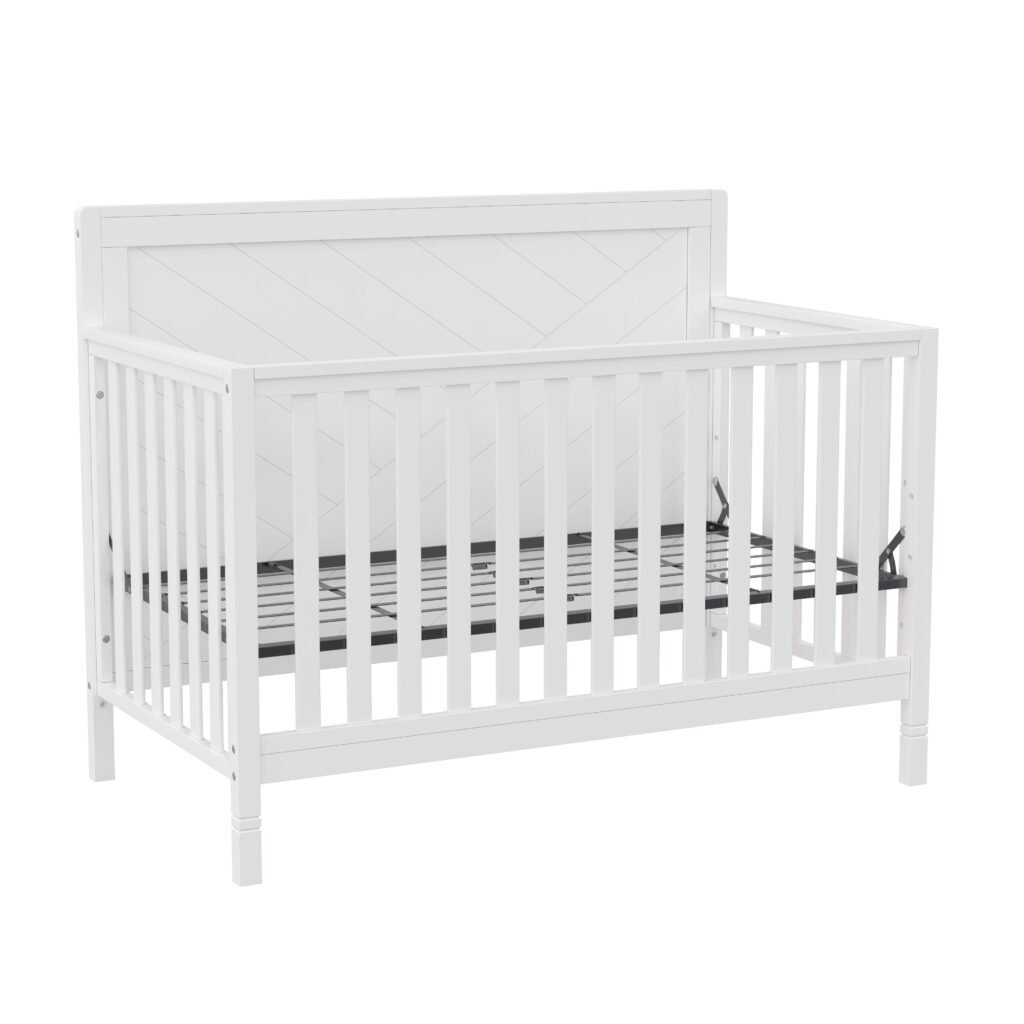 Bebelelo_ModernaCrib_White_L45Level3 Moderna convertible crib, white