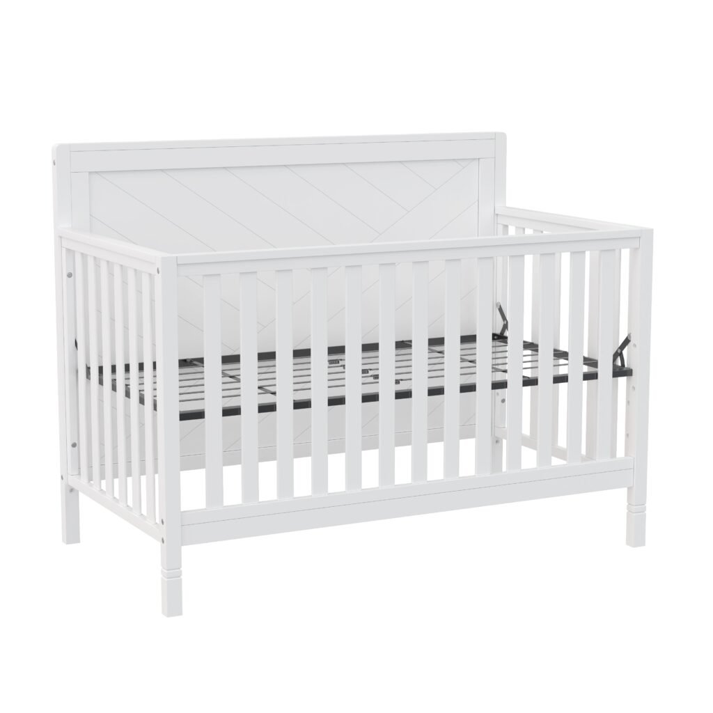Bebelelo_ModernaCrib_White_L45Level4 Moderna convertible crib, white