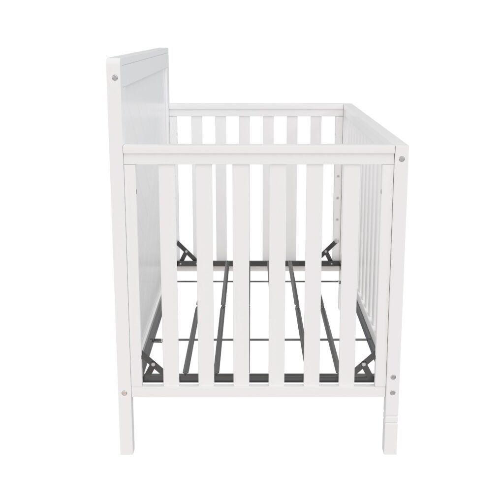 Bebelelo_ModernaCrib_White_Side Moderna convertible crib, white
