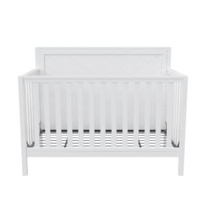 Bebelelo_ModernaCrib_White_Straight_On Moderna convertible crib, white
