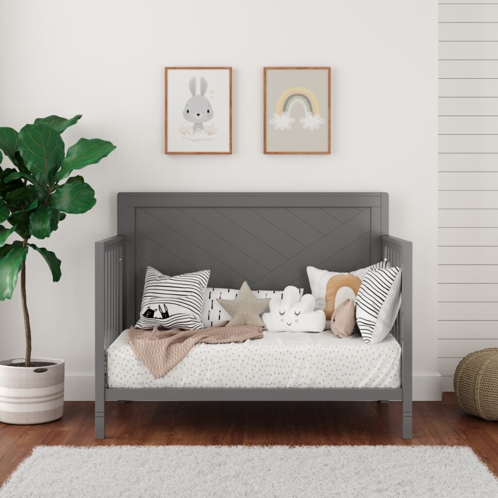 Moderna Convertible Crib, Dark Grey