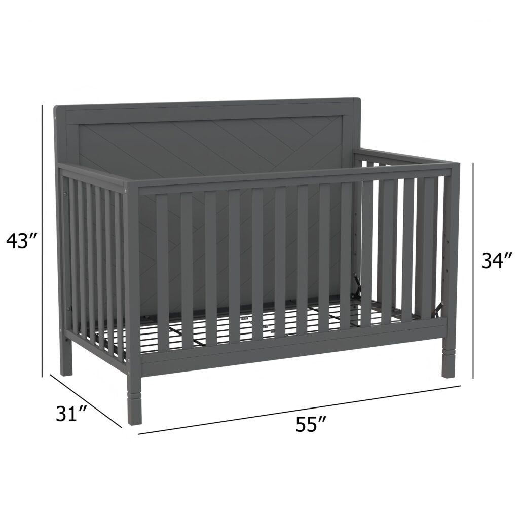 Moderna Convertible Crib, Dark Grey