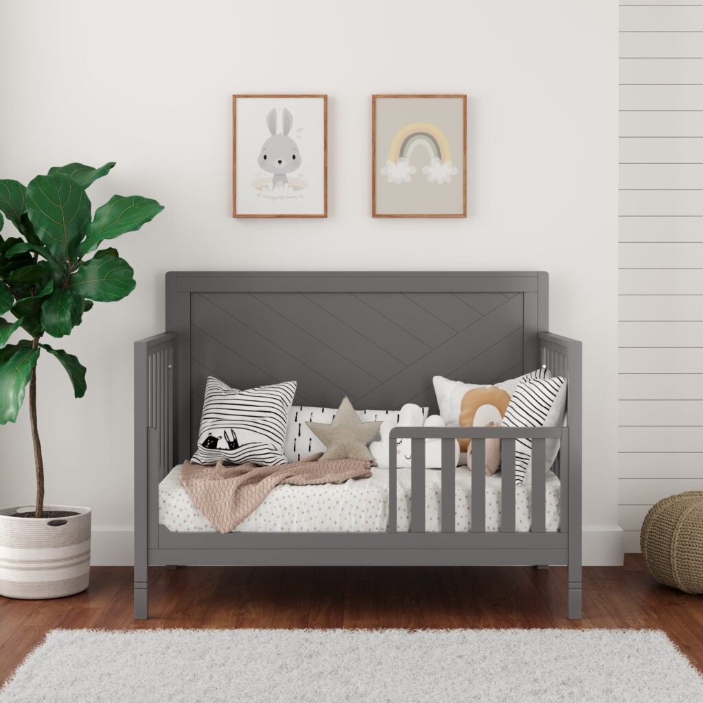Moderna Convertible Crib, Dark Grey