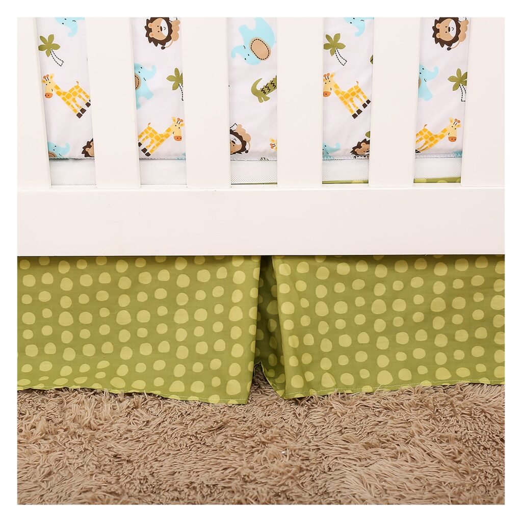Boobeyeh 4-piece animal crib bedding set, lion, trees, elephant