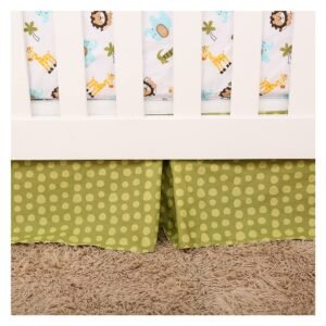 Boobeyeh 4-piece animal crib bedding set, lion, trees, elephant