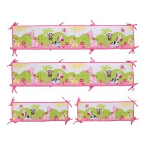 Boobeyeh 4-piece animal nursery crib bedding set pink giraffe
