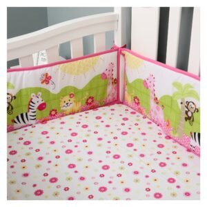 Boobeyeh 4-piece animal nursery crib bedding set pink giraffe