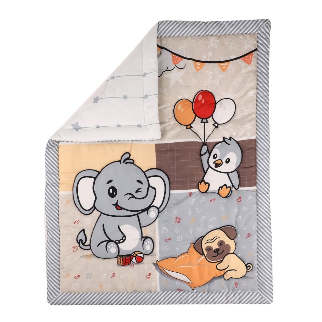 Boobeyeh 5-Piece elephant nursery crib bedding set for babies