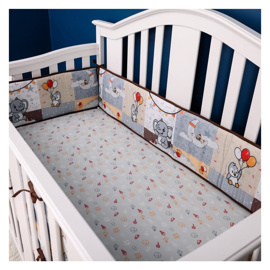 Boobeyeh 5-Piece elephant nursery crib bedding set for babies