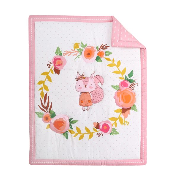 Boobeyeh 5-piece squirrel-themed crib bedding set for new born, pink - Image 4