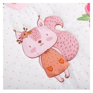 Boobeyeh 5-piece squirrel-themed crib bedding set for new born, pink