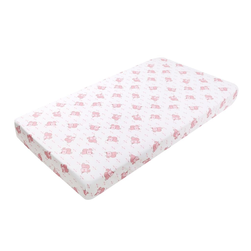 Boobeyeh 5-piece squirrel-themed crib bedding set for new born, pink