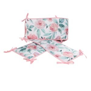 Boobeyeh 5-piece crib bedding set for new born, swan & flower, pink