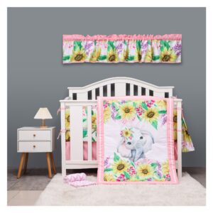 Boobeyeh 5-piece elephant-themed baby crib bedding set.