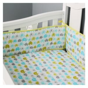 Boobeyeh 5-piece blue elephant crib bedding set
