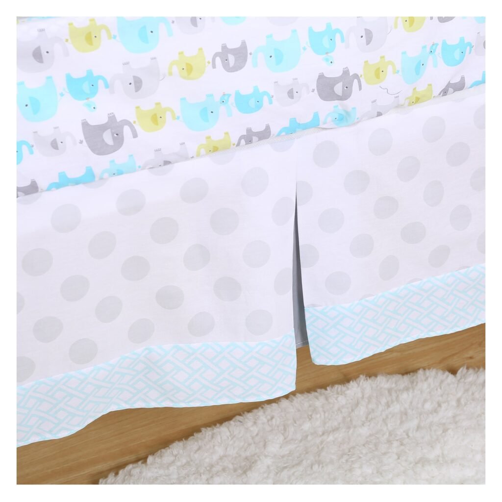 Boobeyeh 5-piece blue elephant crib bedding set