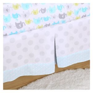 Boobeyeh 5-piece blue elephant crib bedding set