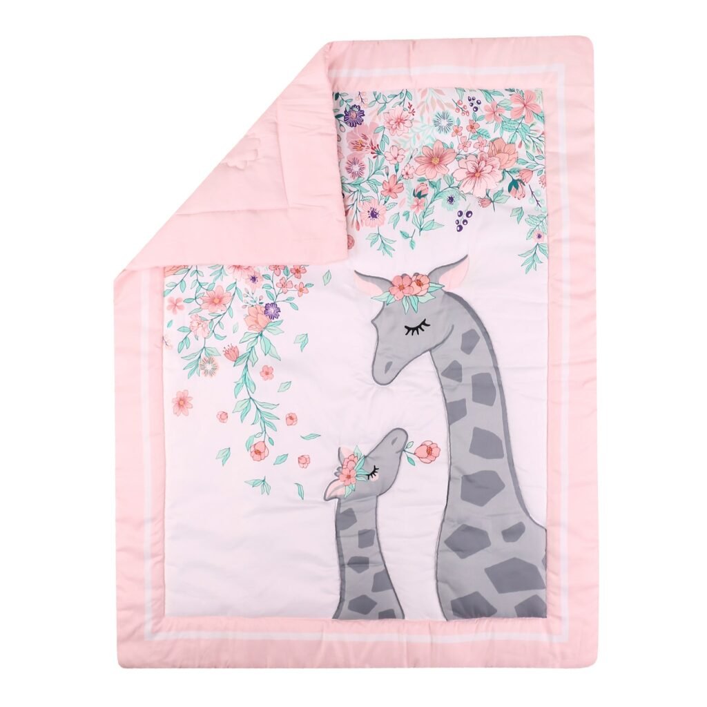 Boobeyeh5-piecegirlscribbeddingset_floralcottondesign8 Boobeyeh 5-piece new born crib bedding set, floral giraffe