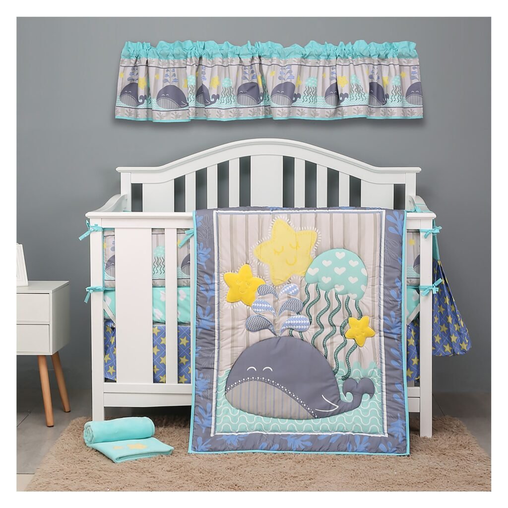 Boobeyeh 5-piece ocean animal crib bedding set for babies