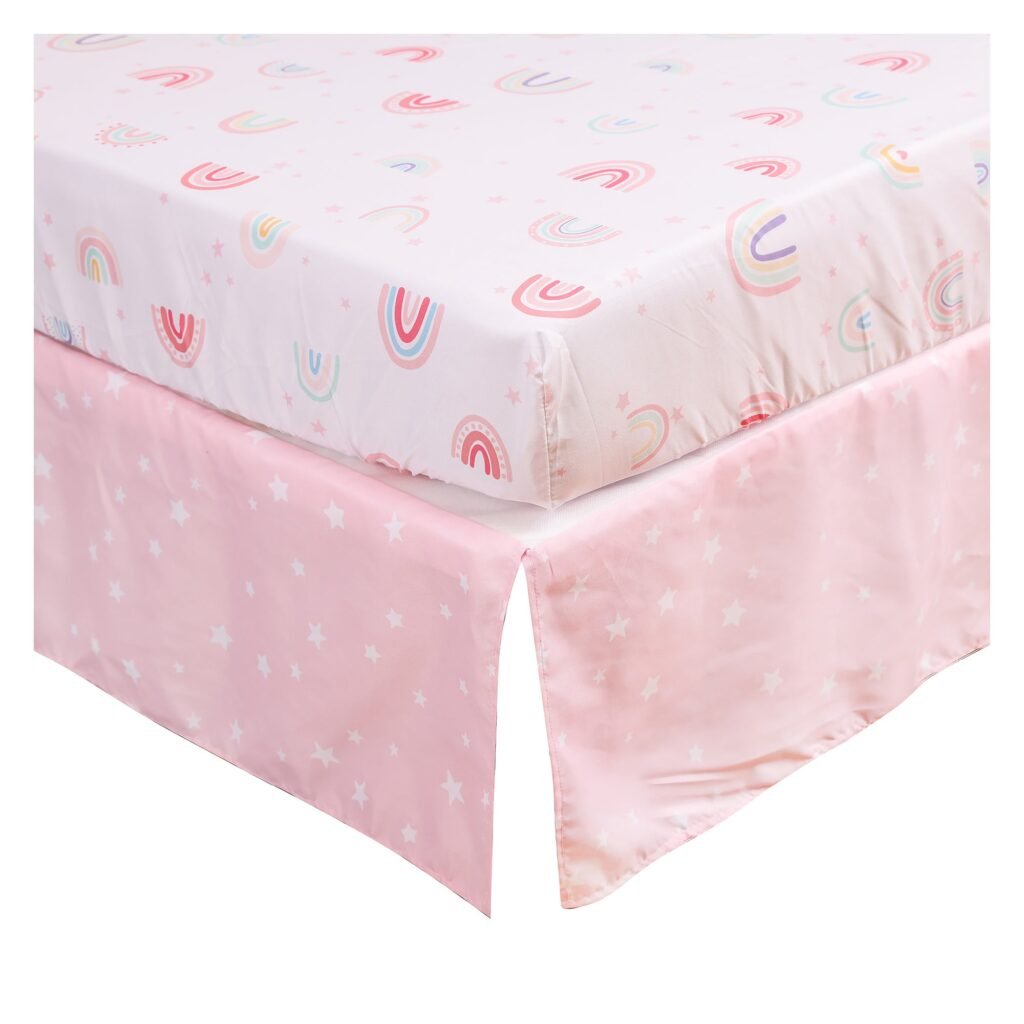 Boobeyeh5-piecerainbow-themedcribbeddingset5 Boobeyeh 5-piece rainbow-themed crib bedding set for new born