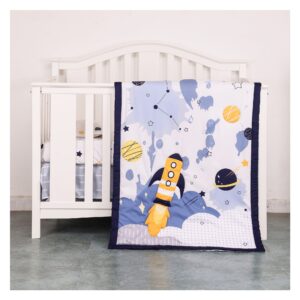 Boobeyeh 5-piece space-themed baby crib bedding set
