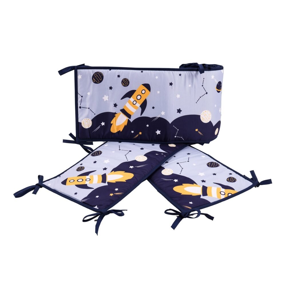 Boobeyeh 5-piece space-themed baby crib bedding set