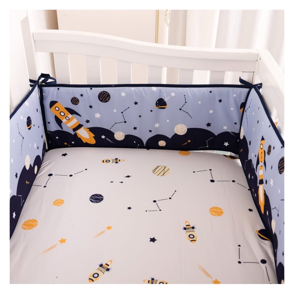 Boobeyeh 5-piece space-themed baby crib bedding set