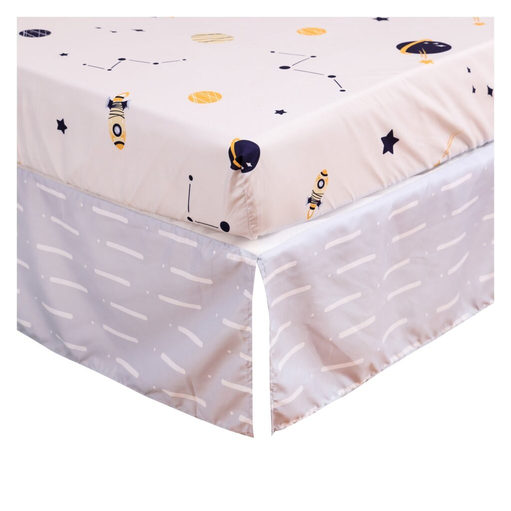 Boobeyeh 5-piece space-themed baby crib bedding set
