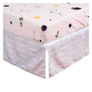 Boobeyeh 5-piece space-themed baby crib bedding set