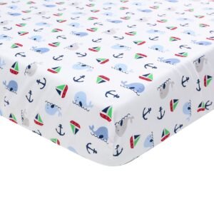 Nautical 5-piece crib bedding set with sailboat, octopus, whale