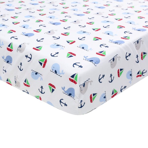 Nautical 5-piece crib bedding set with sailboat, octopus, whale - Image 5