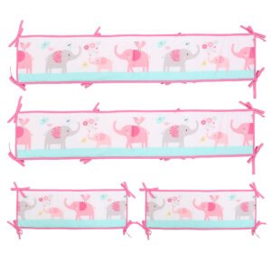 Baby crib bedding pink and grey elephant for new born