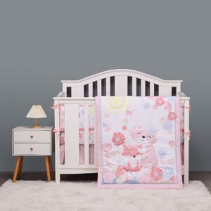 Fox-themed crib bedding set, floral design boobeyeh