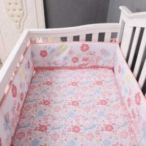Fox-themed crib bedding set, floral design boobeyeh