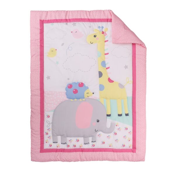 5-piece animal bedding set, pink, giraffe and elephant - Image 3