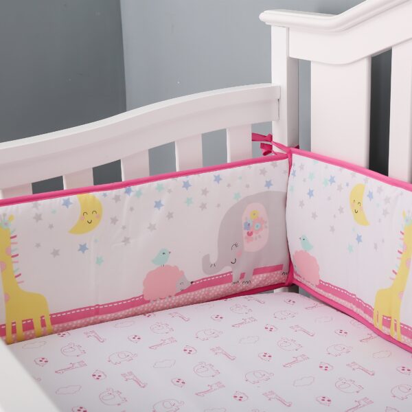 5-piece animal bedding set, pink, giraffe and elephant - Image 6