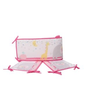 5-piece animal bedding set, pink, giraffe and elephant