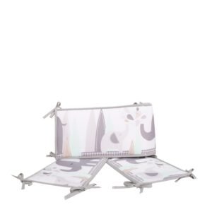 Boobeyeh 5-piece grey and white elephant crib bedding set