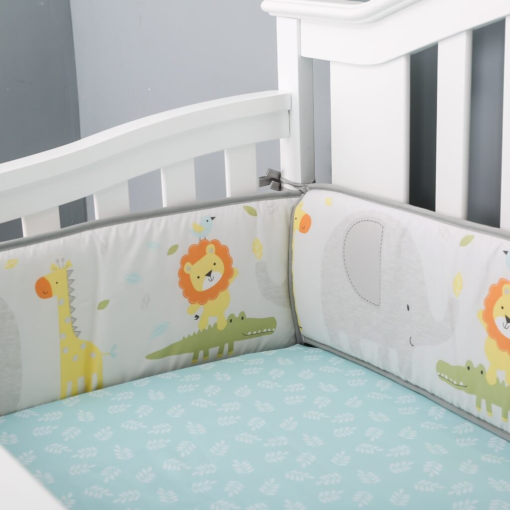 Boobeyeh 5-piece jungle bedding set for babies, lion, giraffe, monkey