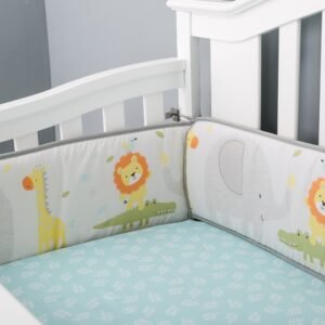 Boobeyeh 5-piece jungle bedding set for babies, lion, giraffe, monkey