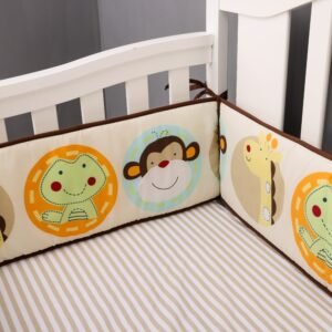 Boobeyeh 4-piece animal nursery crib bedding, monkey, crocodile, koala