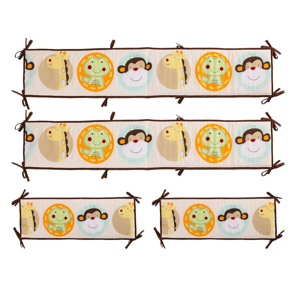 Boobeyeh 4-piece animal nursery crib bedding, monkey, crocodile, koala