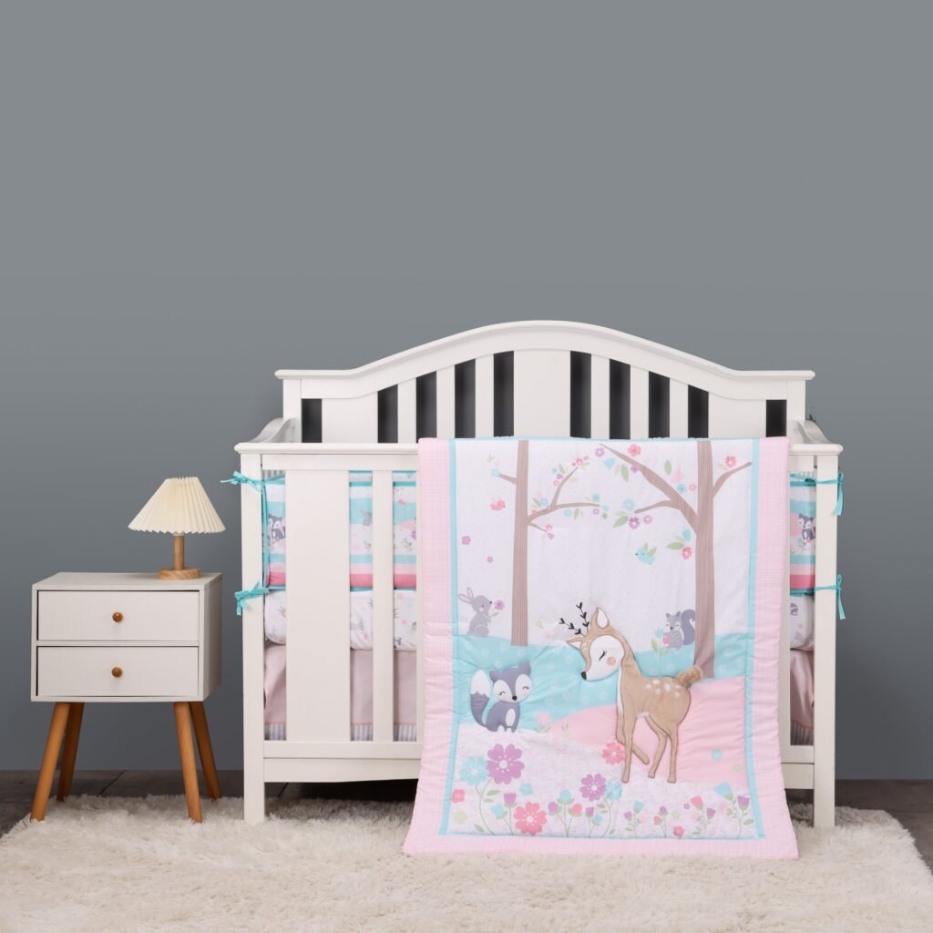 reindeer_bedding_set Boobeyeh reindeer-themed 5-piece crib baby bedding set.