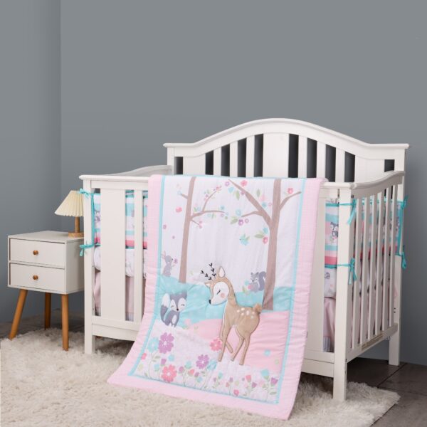 Boobeyeh reindeer-themed 5-piece crib baby bedding set. - Image 9