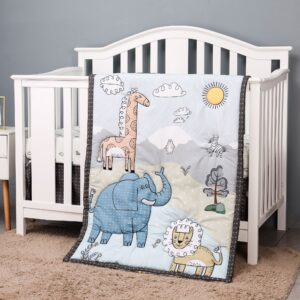Boobeyeh 5-piece jungle animal crib bedding set for babies