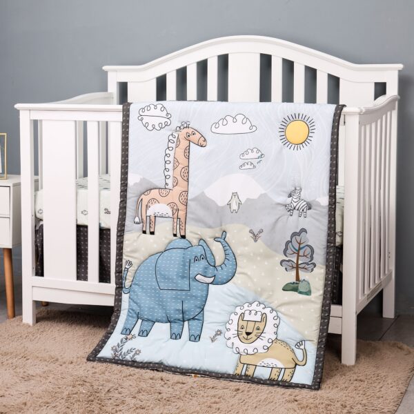 Boobeyeh 5-piece jungle animal crib bedding set for babies