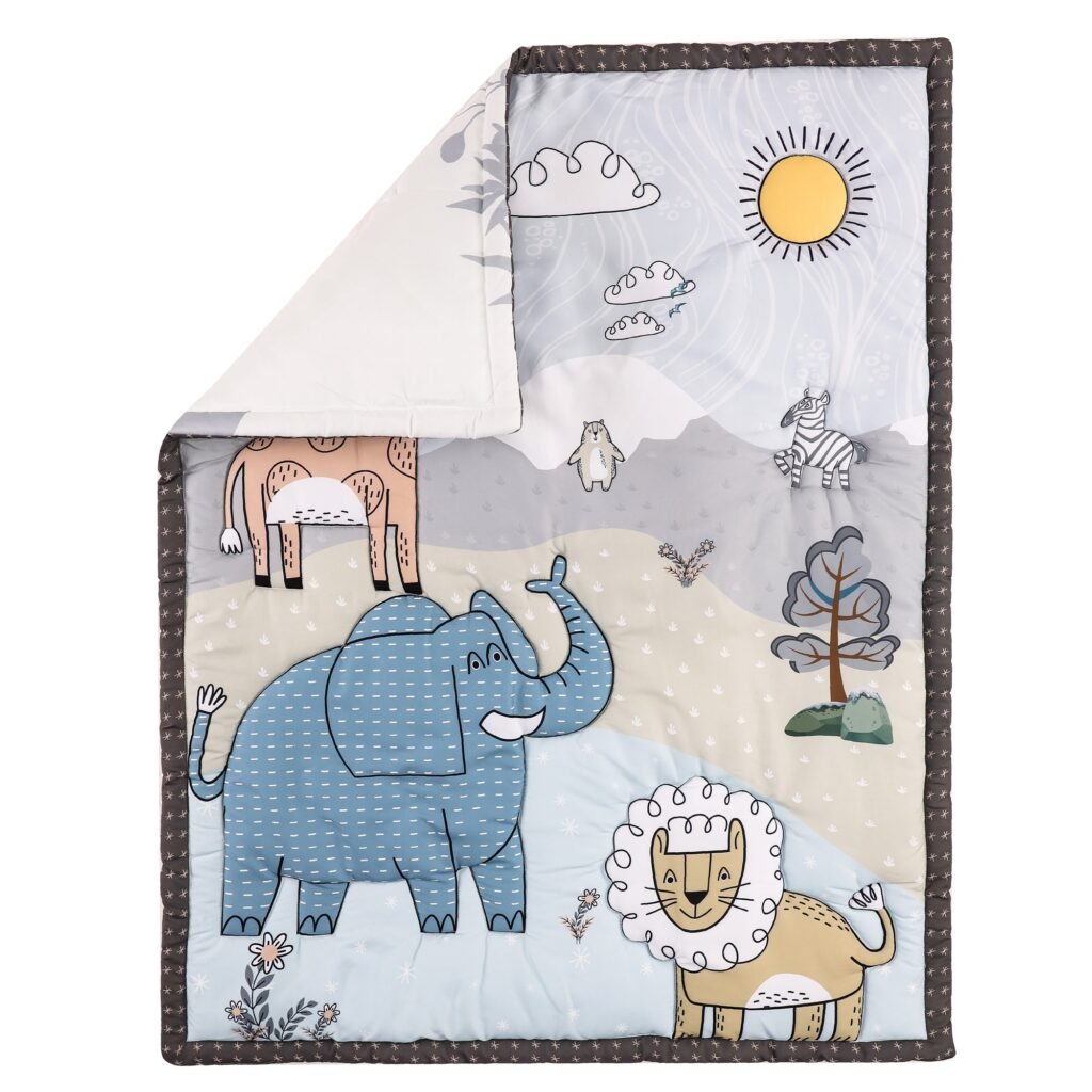 Boobeyeh 5-piece jungle animal crib bedding set for babies