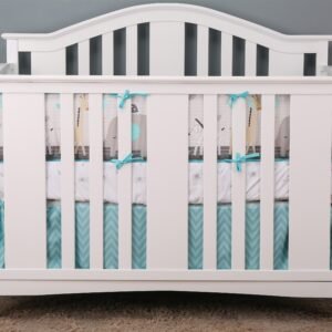 Boobeyeh 5-piece crib bedding set, elephant & giraffe theme.