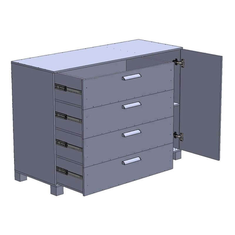 1006 Valencia Bureau – 50-Inch 4-Drawer Storage Cabinet