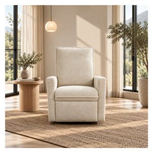 Beb-boobeyeh-Luxe-Glide-1096 Upholstered electrical rocking chair luxglide 109 for baby in beige fabric